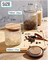 Jars with Lids, Glass Jars with Wood Lids, Vintage Glass Jar Set of 2